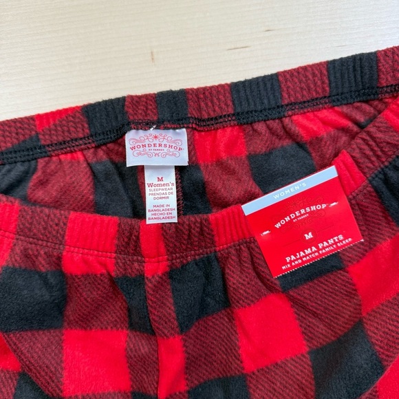 Wondershop Women’s Medium Fleece Buffalo Check Plaid Pull On Pajamas Red/Black - Picture 4 of 7